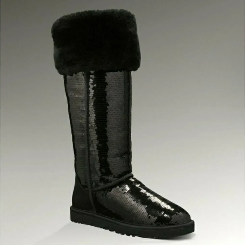 Sequin Ugg Over the Knee Bailey Button Boots 6‎